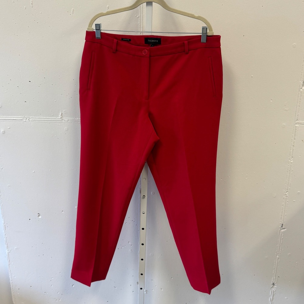 Talbots Hampshire Ankle Pants Red Straight Leg Trousers Size 14 Stretch Office